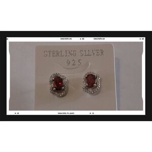 Elegant 2.5 Ct. Genuine Oval Garnet & Micropave White Sapphire Halo Stud Earring